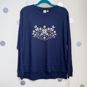bp. Loungewear Pajama Long Sleeve Top with Scandinavian Snowflake Graphic